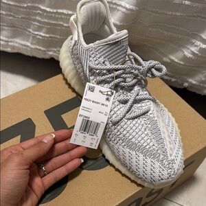 Yeezy Boost 350 V2 White and Gray Knit Sneakers